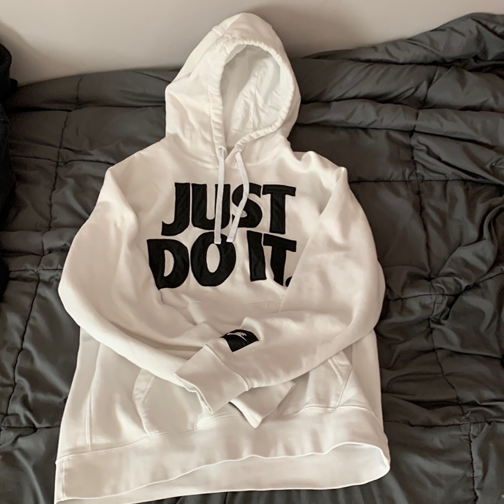 White Nike just do it hoodie